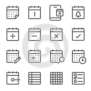 Schedule icons set vector illustration. Contains such icon as event, check list, appointment, calendar, meeting and more. Expanded