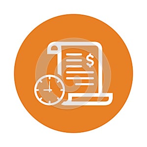 Schedule payment, invoice icon. Orange color vector design