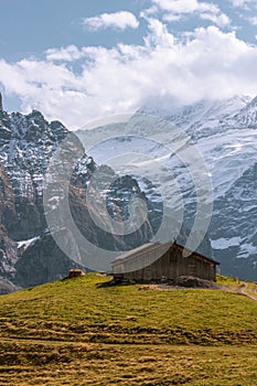 Schelter in the mountain with mountain background