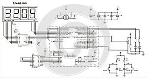 Schematic diagram of electronic device with motor on arduino.
