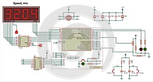 Schematic diagram of electronic device with motor on arduino.