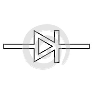 Schematic diode passes electric stream into one side cathode anode