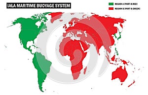 Schematic map of the world regions IALA buoyage system