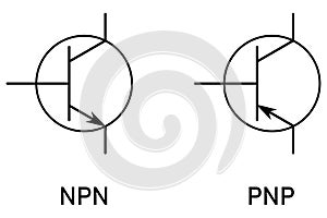 Schematic marking of NPN and PNP type transistor