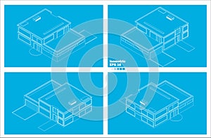 Schematic modern two floor house