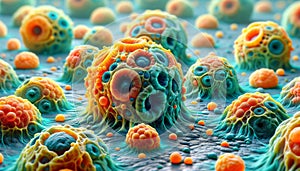 Schematic Representation of Cancer Cell Structure Generated by AI