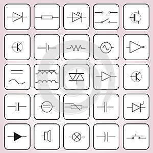 Schematic symbols in electrical engineering set eps10