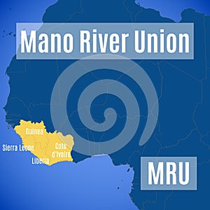 Schematic vector map of the Mano River Union MRU