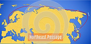Schematic vector map of the Northeast Passage abbreviated as NEP