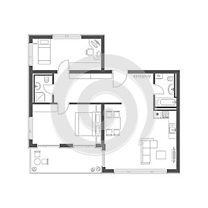 Scheme of the apartment with furniture