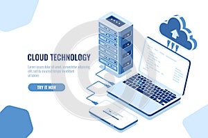 The scheme of data transmission, isometric secure connection, cloud computing, server room, datacenter and database