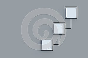 Scheme made from empty buttons. Hierarchical organizational chart concept