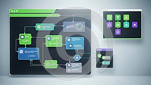 Scheme of software application interface process flow chart abstract concept