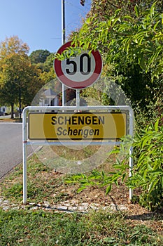 Schengen City Limit Sign on the Luxembourgish Tri-Border