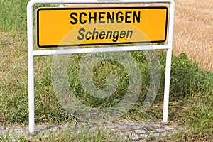Schengen city road sign