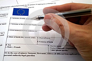 Schengen visa application form