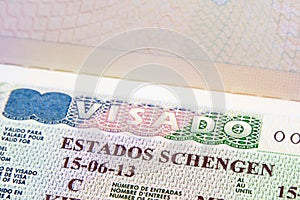 Schengen visa in passport