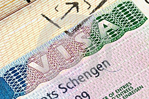 Schengen visa in the passport