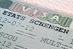 Schengen visa in passport