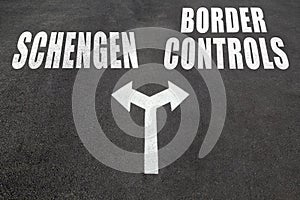 Schengen vs border controls choice concept