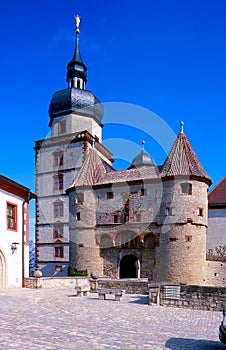 The Scherenbergtor on the fortress Marienberg in Wuerzburg / Germany / Bavaria / Franconia