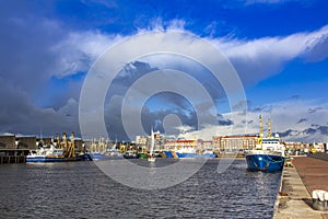 Scheveningen fishermen seaport, harbord photo
