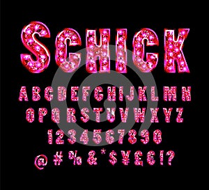 Schick. Pink Gold alphabetic fonts