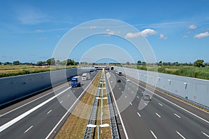 Modern Highway A4, Delft-Schiedam, Netherlands, built in a deepened location.