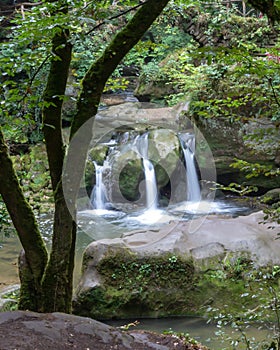 SchiessentÃÂ¼mpel waterfall on Black Ernz River in Luxembourg
