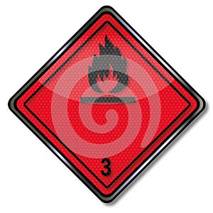 Danger sign dangerous goods class 3