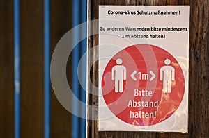 Sign `Keep distance` in Upper Austria, Austria, Europe