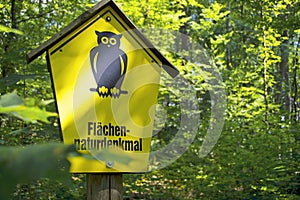 Sign nature monument area, in German photo