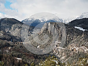 Semmering Railway in Austria in Winter