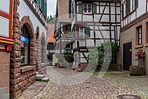 SCHILTACH, GERMANY - SEPTEMBER 1, 2019: Half timbered houses in Schiltach village, Baden-Wurttemberg state, Germa