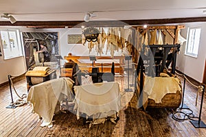 SCHILTACH, GERMANY - SEPTEMBER 1, 2019: Tannery room in Schuttesage sawmill museum in Schiltach village, Baden
