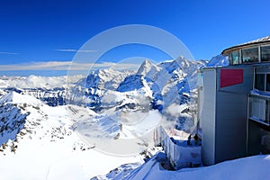 View of Eiger and MÃÂ¶nch from Piz Gloria. Bernese Alps of Switzerland, Europe.