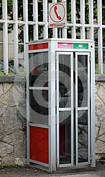 Schio, VI, Italy - May 8, 2022: old italian phone box