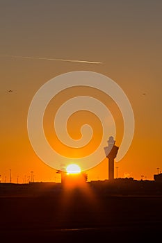 Schiphol airport sunset