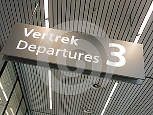 Schiphol Amsterdam Airport departures sign, Holland