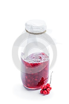 Schisandra remedy in glass jar isolated on white