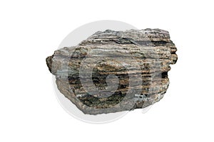 Raw of gneiss and schist stone isolated on a white background. metamorphic rock. photo