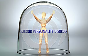Schizoid personality disorder can separate a person from the world and lock in - pictured as a human figure locked inside a glass