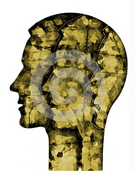 Schizophrenia male head silhouette.