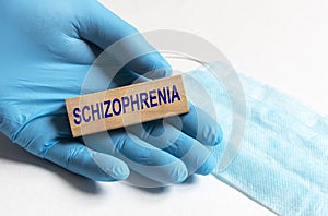 Schizophrenia word, inscription. Mental disorder, diagnosis photo