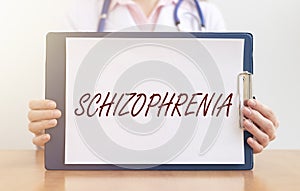 Schizophrenia word, inscription. Mental disorder, diagnosis photo