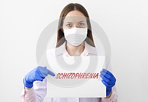 Schizophrenia word, inscription. Mental disorder, diagnosis photo