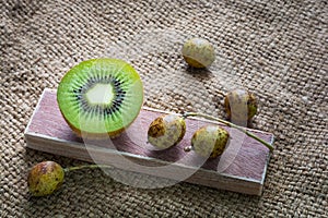 Schleichera oleosa (Lour.) Oken and kiwi tropical fruit on tradi