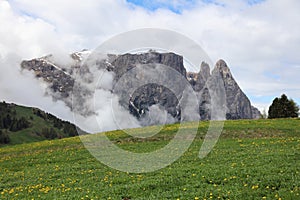 Schlern Mountains on Seiser Alm. South Tyrol. Italy photo