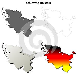 Schleswig-Holstein blank outline map set