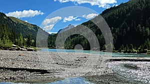 Schlierersee, Lungau Austria.Mountain peak and mountain lake.Natural ecosystem.Beautiful mountain landscape and lake